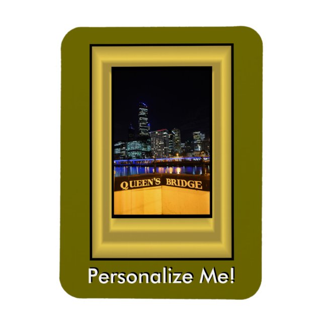 Melbourne Australia CBD Night Ljus Magnet (Vertikal)