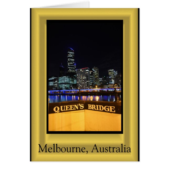 Melbourne Australia CBD Night Ljus OBS Kort (Framsidan)