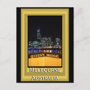 Melbourne Australia CBD Night Ljus Vykort