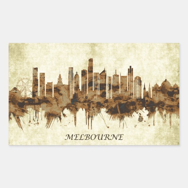 Melbourne Australia Cityscape Rektangulärt Klistermärke (Framsida)