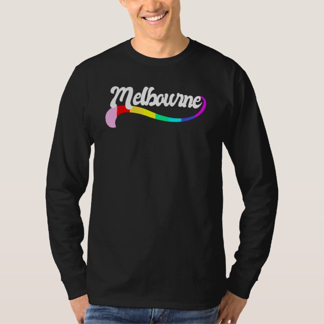 MELBOURNE AUSTRALIA Gay Pride Proud LGBTQ Rainbow  T Shirt (Framsida)