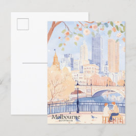 Melbourne Australia Gouache Illustration Travel Vykort