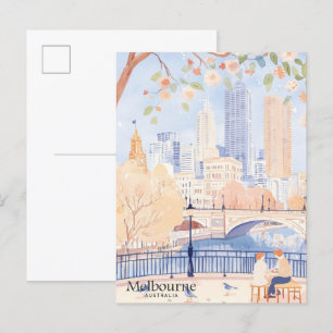 Melbourne Australia Gouache Illustration Travel Vykort