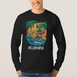 Melbourne Australia Handflatan Träd Surfing Beach T Shirt