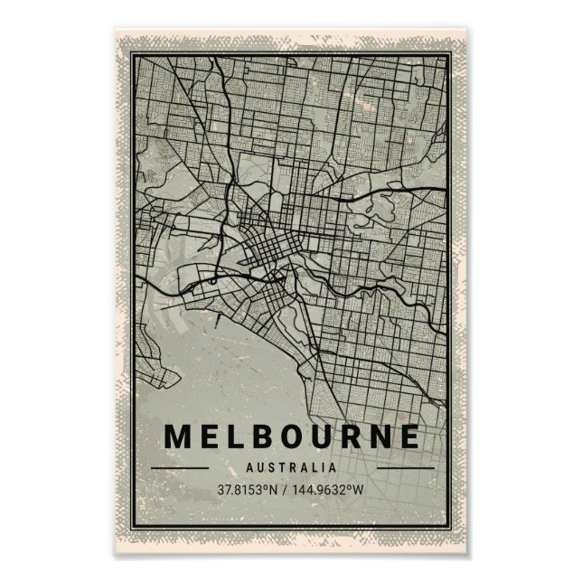 Melbourne australia map print poster canvas (Framsidan)