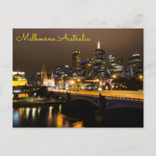 Melbourne Australia night time yarra River Vykort