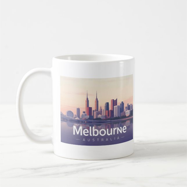Melbourne Australia Pastel Travel Design Kaffemugg (Vänster)