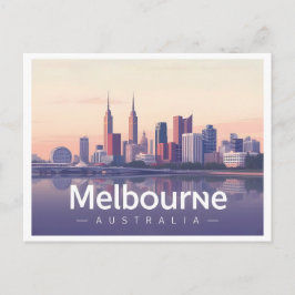 Melbourne Australia Pastel Travel Design Vykort