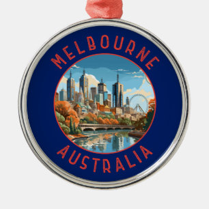 Melbourne Australia Retro Distress Circle Julgransprydnad Metall