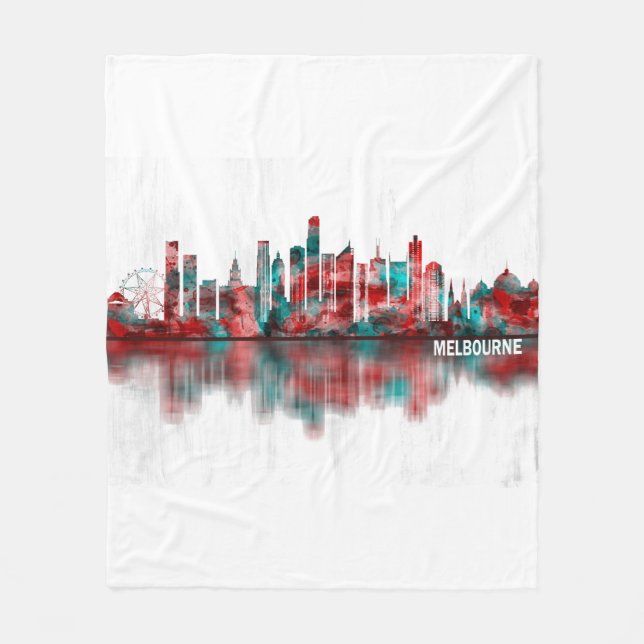 Melbourne Australia Skyline Fleecefilt (Framsidan)