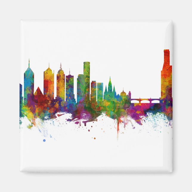 Melbourne Australia Skyline Magnet (Framsidan)