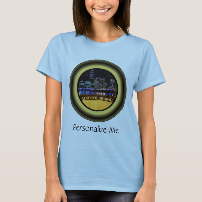 Melbourne Australia Skyline med City Ljus T Shirt (Framsida)