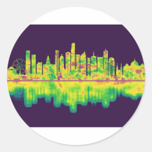 Melbourne Australia Skyline Runt Klistermärke