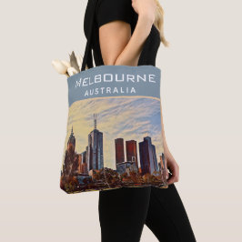 Melbourne Australia Skyline Watercolor Art Tygkasse
