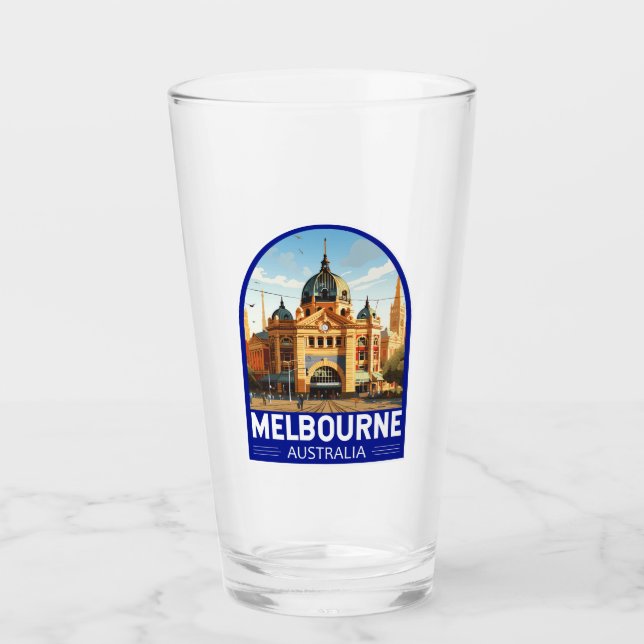 Melbourne Australia Travel Art Vintage Glaskopp (Framsida)
