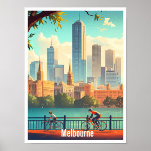Melbourne Australia Vintage resor Illustration Poster