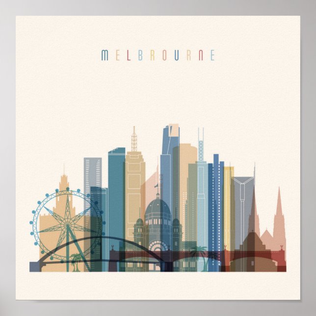 Melbourne, Australien | City Skyline Poster (Framsidan)