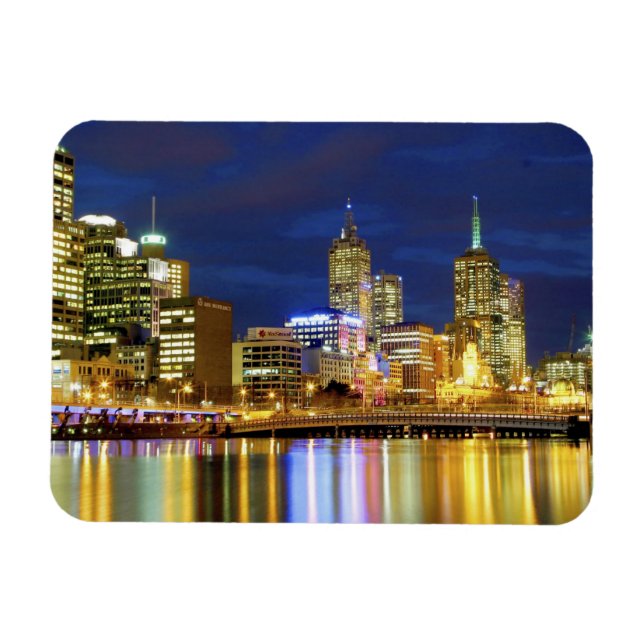 Melbourne, Australien. En natt-vy av de 2 Magnet (Horisontell)