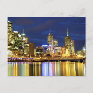 Melbourne, Australien. En natt-vy av de 2 Vykort