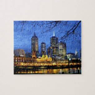 Melbourne, Australien. En natt-vy av Pussel