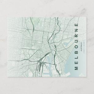 Melbourne Australien Karta Minimal vykort