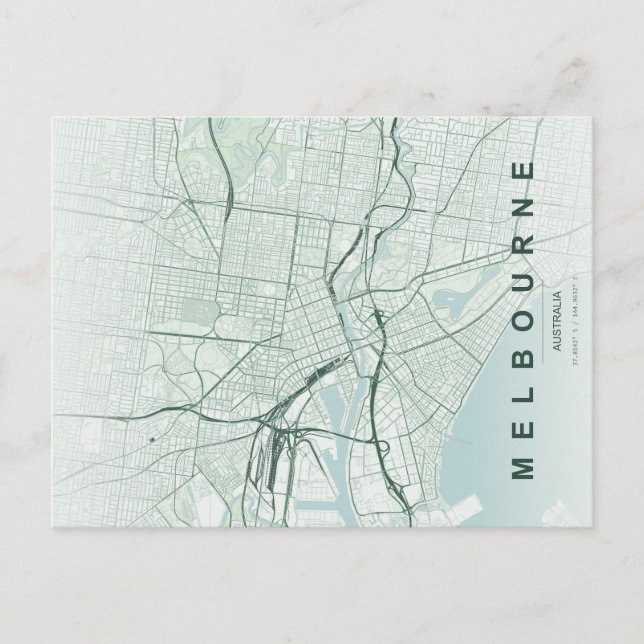 Melbourne Australien Karta Minimal vykort (Framsida)