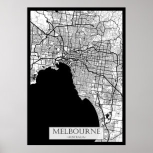 Melbourne Australien Karta Poster