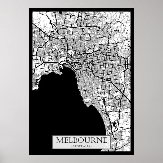 Melbourne Australien Karta Poster (Framsidan)