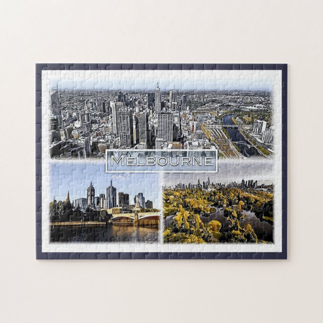 Melbourne - Australien - Mosaic - Pussel (Horisontell)