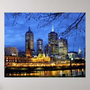 Melbourne, Australien. Natt Poster