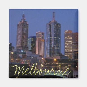 Melbourne Australien på nattfotografimagneten Magnet