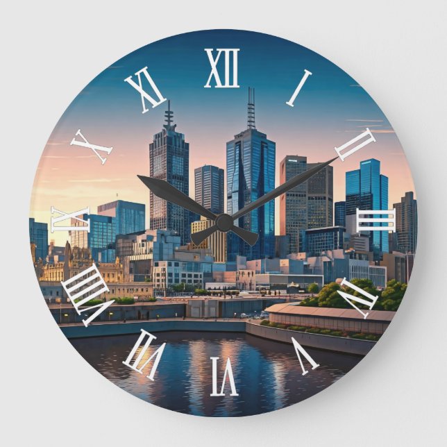 Melbourne Australien Panorama Resa Stor Klocka (Framsida)