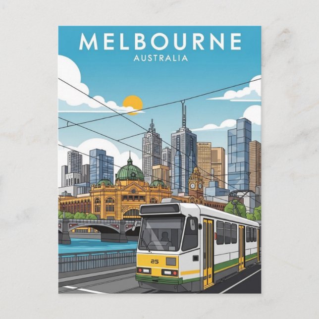 Melbourne Australien Panorama Resa Vykort (Framsida)