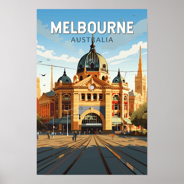 Melbourne Australien Resa Konst Vintage Poster (Framsidan)