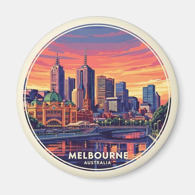 Melbourne Australien Siluett Resa Magnet (Framsidan)