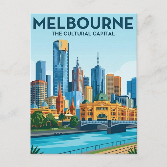 Melbourne Australien Siluett Resa Vykort (Framsida)