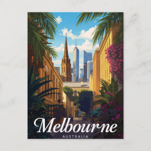 Melbourne Australien Siluett Retro Resa Vykort