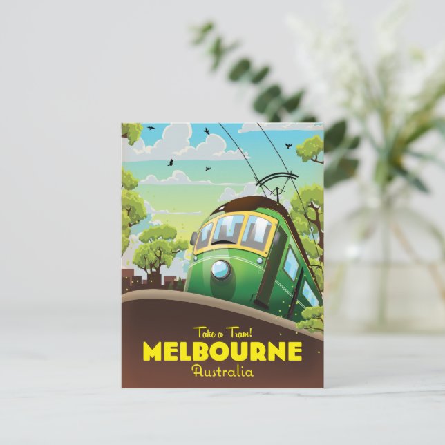 Melbourne Australien Spårvagn  Inbjudan Vykort (Stående Fram)
