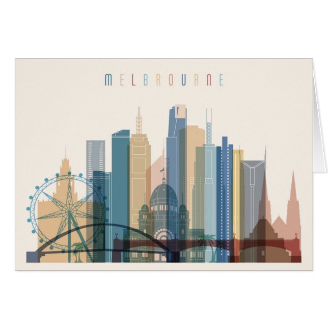 Melbourne Australien | stadshorisont Hälsningskort (Framsidan Horizontal)