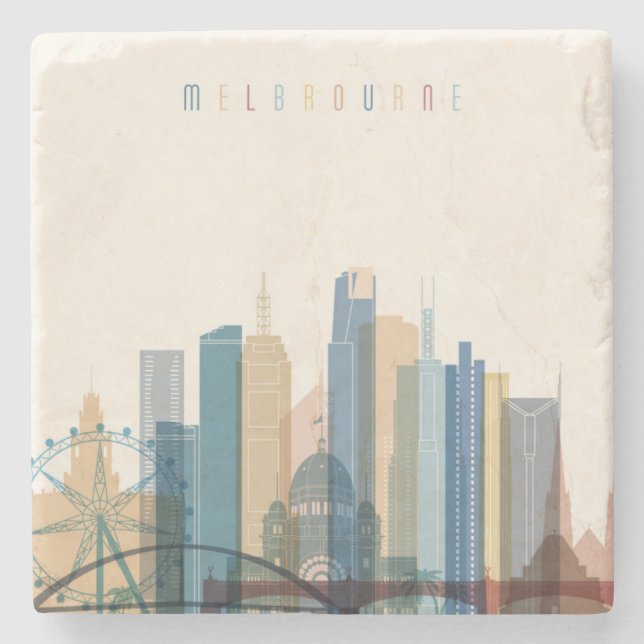 Melbourne Australien | stadshorisont Underlägg Sten (Framsidan)
