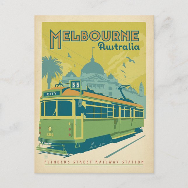 Melbourne, Australien - Trolley Vykort (Framsida)