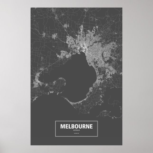Melbourne, Australien (vit på svart) Poster (Framsidan)