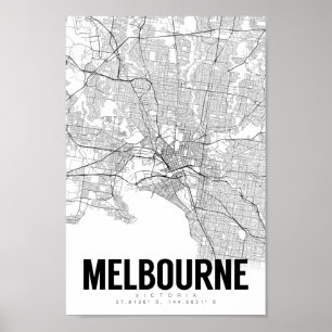 Melbourne Austrlaia Minimalist Karta Art Poster