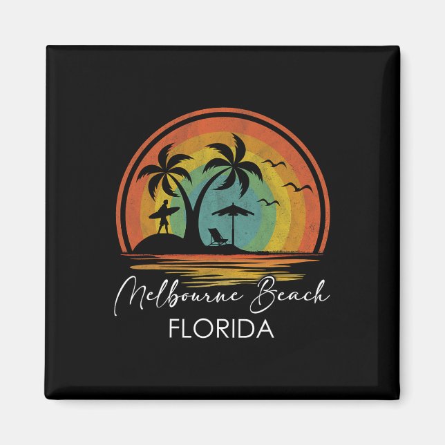 Melbourne Beach Florida Sommarlov Tropisk S Magnet (Framsidan)