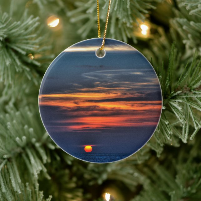Melbourne Beach Florida Sunrise Ceramic Ornament (Träd)