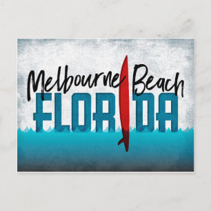 Melbourne Beach Postcard Florida Surfboard Vykort