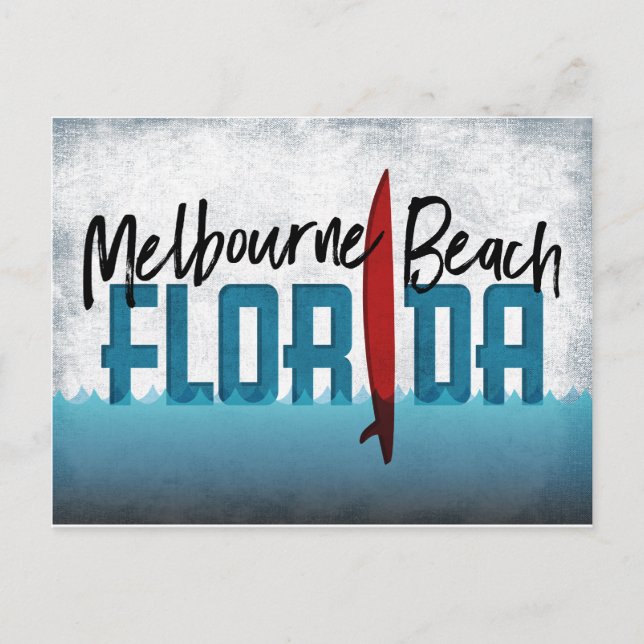 Melbourne Beach Postcard Florida Surfboard Vykort (Framsida)