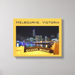 Melbourne CBD Queens Bridge City Ljus Canvastryck