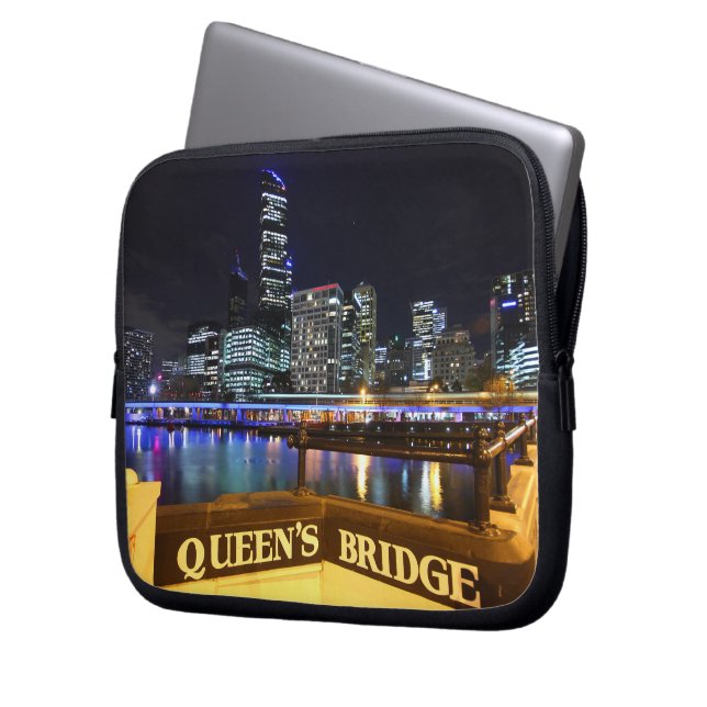 Melbourne CBD Queens Bridge City Ljus Laptop Fodral (Framsidan Vänster)