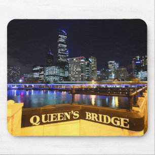 Melbourne CBD Queens Bridge City Ljus Musmatta